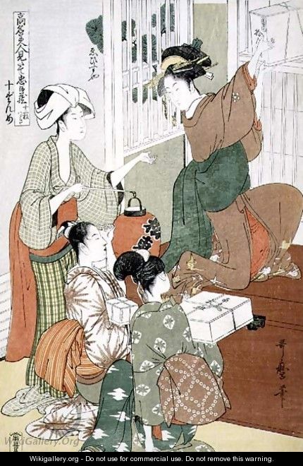 Scene 10 Comparison of celebrated beauties and the loyal league, c.1797 - Kitagawa Utamaro