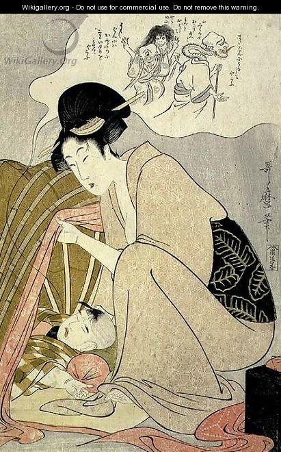 Riches 1913. Child having a Nightmare, c.1801 - Kitagawa Utamaro