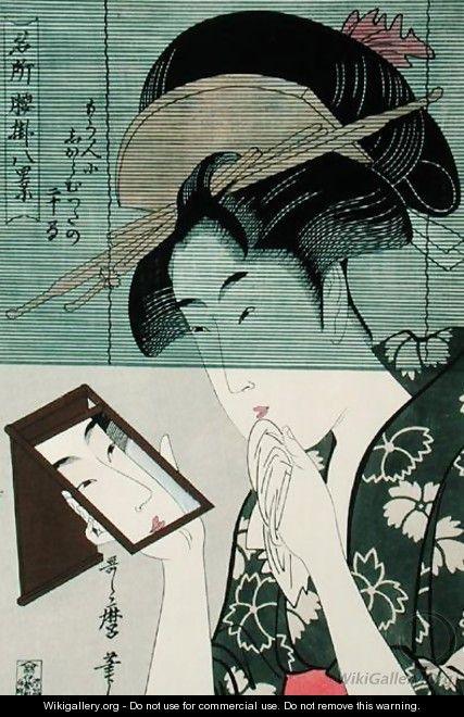 Woman with a Mirror, 19th-20th century reprint - Kitagawa Utamaro
