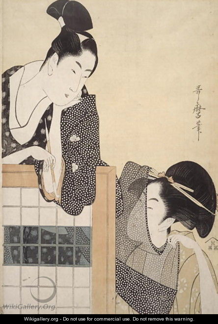 Couple with a Standing Screen, Edo Period, c.1797 - Kitagawa Utamaro
