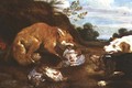 Fox and hounds fighting over partridges - Paul de Vos