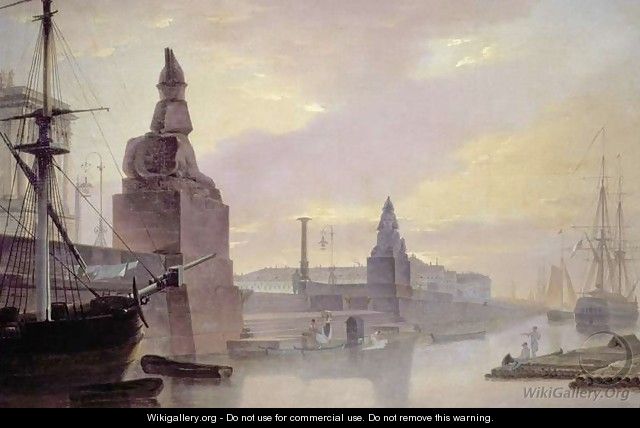 The Neva Embankment by the Academy of Art, 1835 - Maksim Nikiforovich Vorobiev