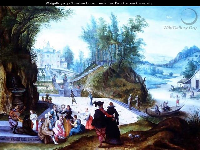 The months of May and June with a capriccio view of the Villa Borghese - Sebastien Vrancx