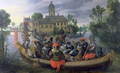 The Boating Party, Satirical Scene with Cats and Monkeys as Humans - Sebastien Vrancx