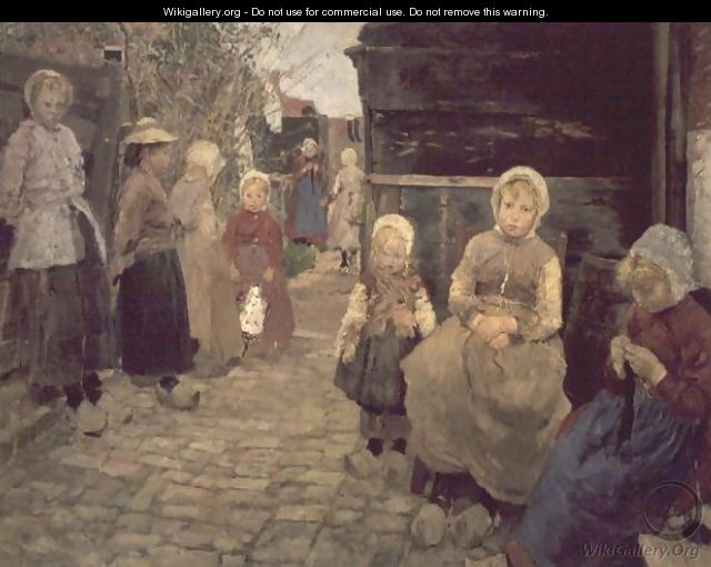 Fishermans children in Zandroot, 1882 - Fritz von Uhde