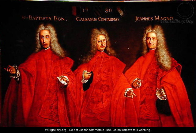 Portrait of three lawyers, Giovanbattista Bon, Galeano Contarini and Giovanni Magno, 1730 - Pietro Uberti