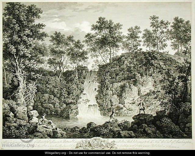View of a Cascade at Bolton Park, Craven, Yorkshire, published 1753 - Francois Vivares