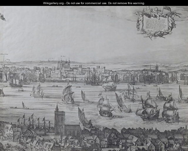 Panorama of London and the Thames, part four showing the Tower and the Church of St. Olave, c.1600 - Nicolaes (Claes) Jansz Visscher