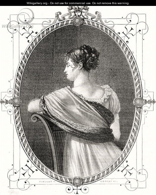 Portrait of Madame Recamier 1777-1849 engraved by Antoine Auguste Ernest Hebert 1817-1908 - (after) Viollat, Eugene Joseph