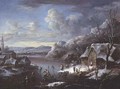 Winter Scene with Numerous Figures - Johann Christian Vollerdt or Vollaert