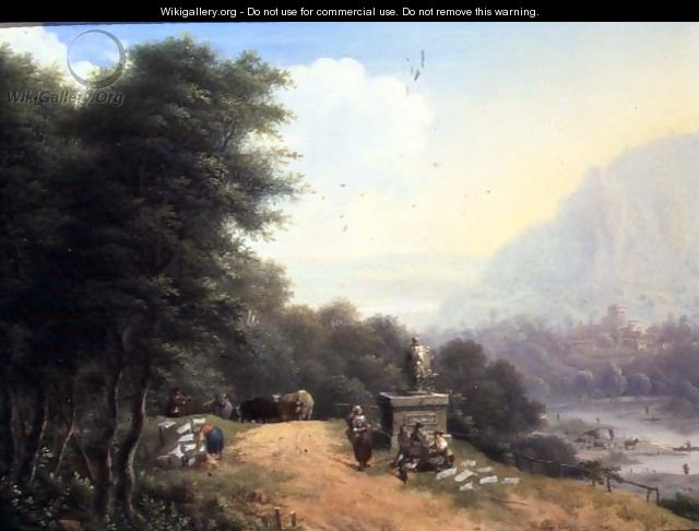 Landscape with laundry women - Johann Christian Vollerdt or Vollaert