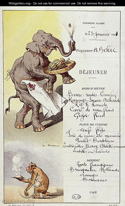 First class menu from the liner LArmand Behic, 23rd January 1901 - A. Vimar
