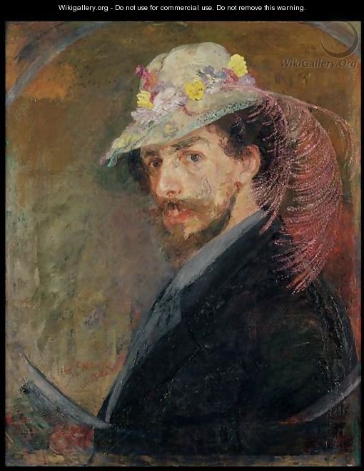 Self Portrait in a Hat with Flowers, 1883 - James Ensor