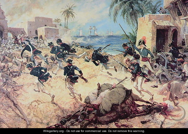 U.S. Marines Capture the Barbary pirate fortress at Derna, Tripoli, 27th April 1805 - C.H. Waterhouse