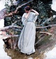 Young woman in a long white dress - Harry Watson