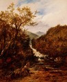 Angler by a Wooded Waterfall - James Charles Ward