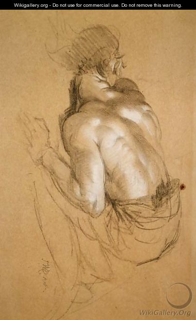 Crouching Man, study for The Triumph of Wellington - James Ward