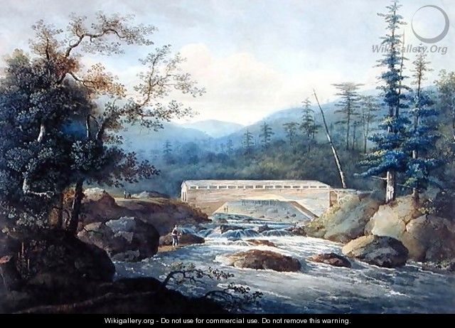 Covered Bridge across the Sacandaga River, Hadley, NY, c.1820 - William Guy Wall