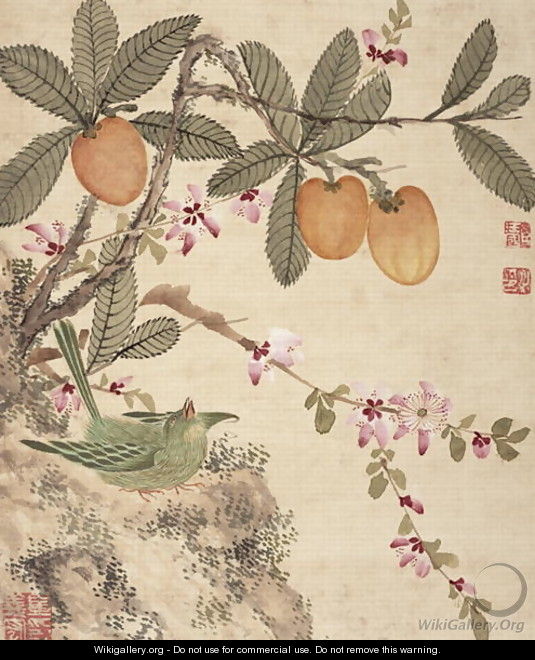 One of a series of paintings of birds and fruit, late 19th century 2 - Guoche Wang