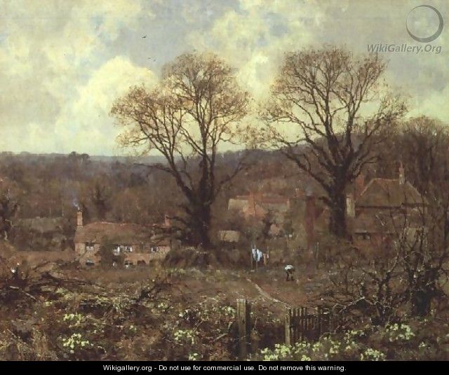 Early Spring in a Surrey Village - Edward Wilkins Waite