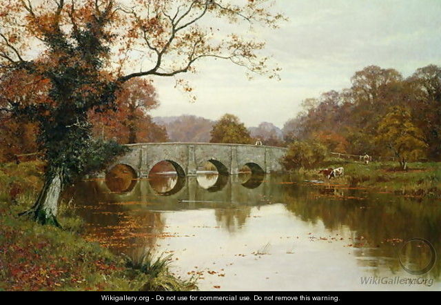 A Day in Late Autumn, Old Box Hill Bridge, Surrey - Edward Wilkins Waite