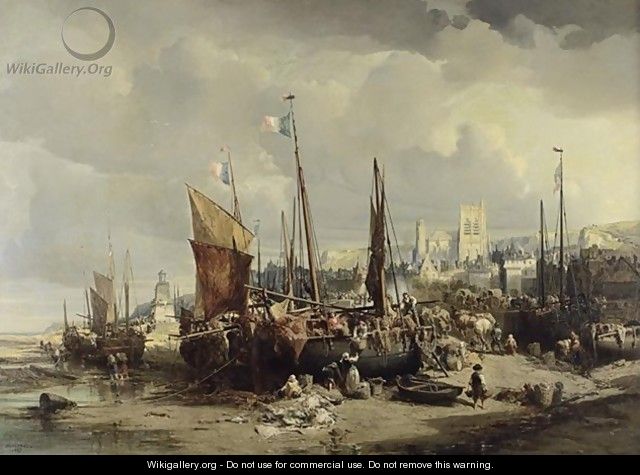 Retour de peche a maree basse, 1857 - Jules Achille Noel