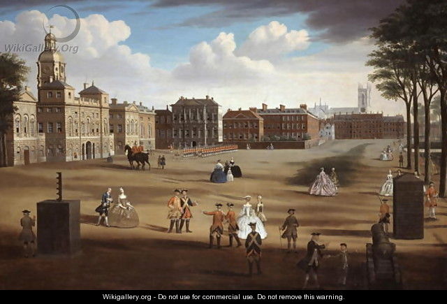 A View of the West Front of Horse Guards with the Treasury and Downing Street beyond, c.1758 - Samuel Wale