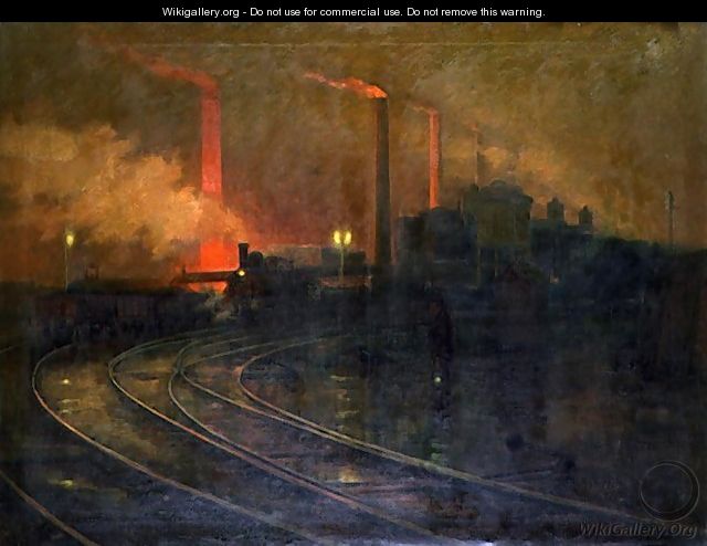 The Steelworks, Cardiff at Night, 1893-97 - Lionel Walden