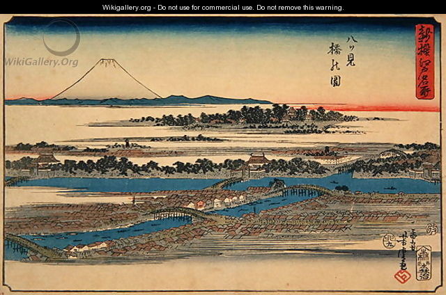 Picture of Eight-View Bridge, from the series Newly-selected Famous Place in Edo, 1855 - Utagawa Yoshimori