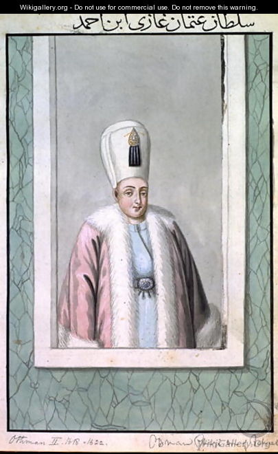 Othman (Osman) II (1603-22) Sultan 1618-22, from A Series of Portraits of the Emperors of Turkey, 1808 - John Young
