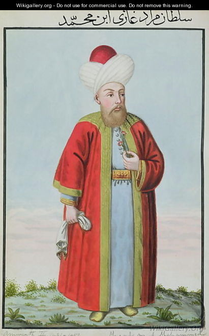 Amurath (Murad) II (1404-51) Sultan 1421-51, from A Series of Portraits of the Emperors of Turkey, 1808 - John Young