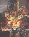 Still life of fruit on a ledge with a goldfish bowl, 1876 - William John Wainwright