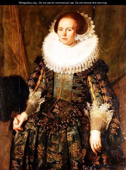 Portrait of Eva Ment, wife of Governor Jan Pietersz, Coen of Hoorn, 1631 - Jakob Wabbe