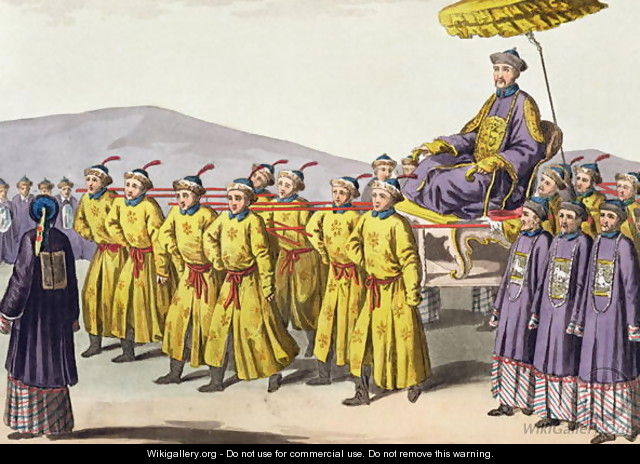 Emperor Chien Lung carried in Triumph, plate 18 from Le Costume Ancien et Moderne by Jules Ferrario, published c.1820s-30s - Gaetano Zancon