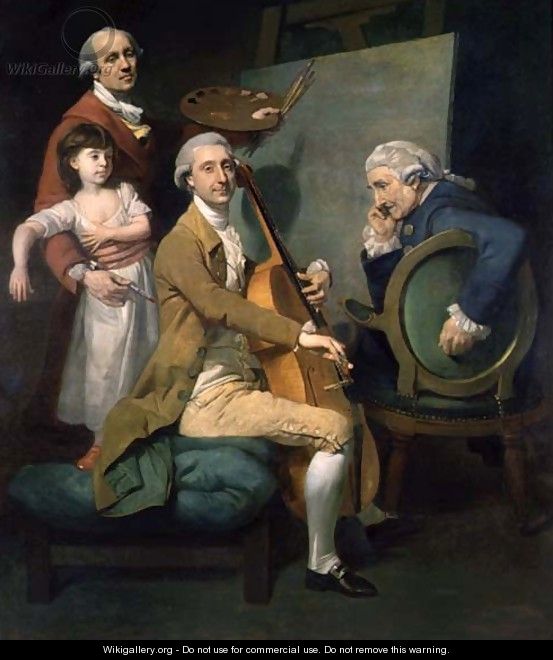 Self Portrait With his Daughter, Maria Theresa and Possibly Giacobbe and James Cervetto c.1779 - Johann Zoffany