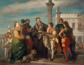The Meeting Between Titian (1488-1576) and Veronese (1528-88) on the Ponte della Paglia - Antonio Zona