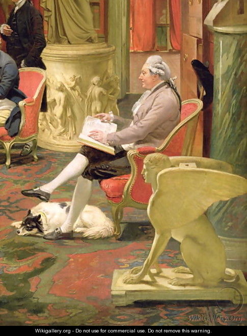 Charles Townley and his Friends in the Towneley Gallery, detail of Charles Townley (1737-1805) 1781-83 - Johann Zoffany
