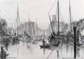 Moored Boats In Rotterdam - Albert Goodwin