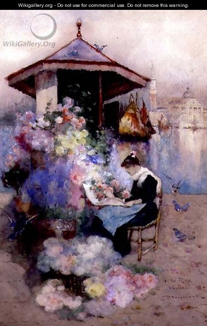 Flower Seller on the Riva, Venice - David Woodlock