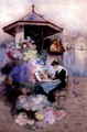Flower Seller on the Riva, Venice - David Woodlock