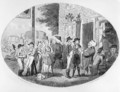 Outside the Old Hats Tavern, engraved by Isaac Cruikshank, 1796 - George Moutard Woodward