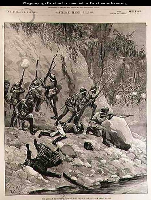 The Burmah Expedition: Fight with Dacoits, January 12th, near Shoay Green, from The Illustrated London News, 13th March 1886 - Richard Caton Woodville