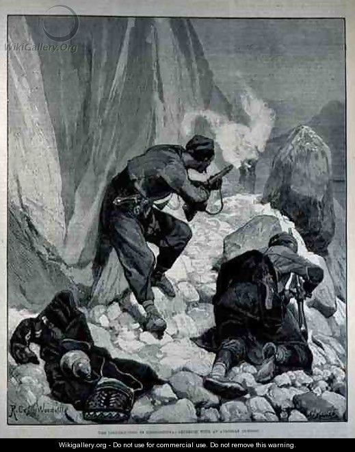 The Insurrection in Herzegovina: Skirmish with an Austrian Outpost, engraved by W. I. Mosses, from The Illustrated London News, 18th March 1882 - Richard Caton Woodville