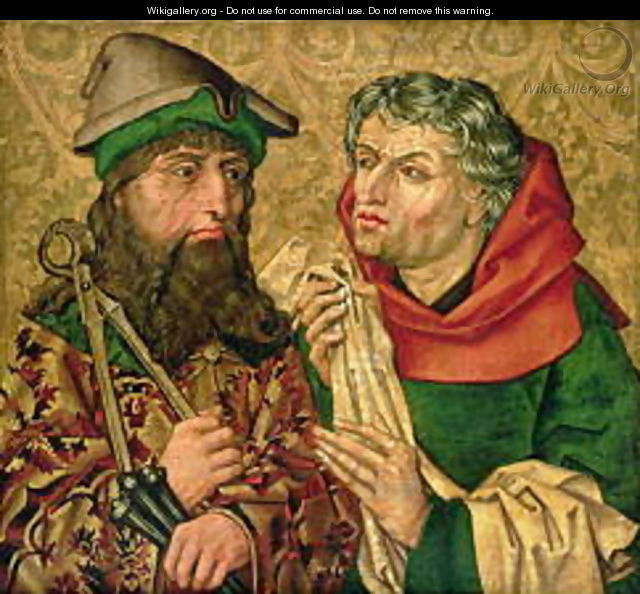 St. Joseph and Nicodemus on gold ground panels - Michael Wolgemut