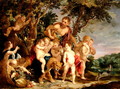 A Bacchanal in a Wooded River Landscape - Victor Wolfvoet