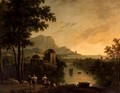 Coastal landscape at evening with shepherds and shepherdesses dancing - Richard Wilson