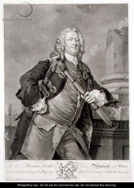 Portrait of Admiral Thomas Smith (d.1762) Vice-Admiral of the White, engraved by John Faber (1684-1756) 1746 - Richard Wilson