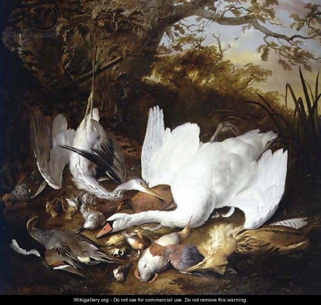 Still Life of Swan and Game in a Landscape - Jan de Wit