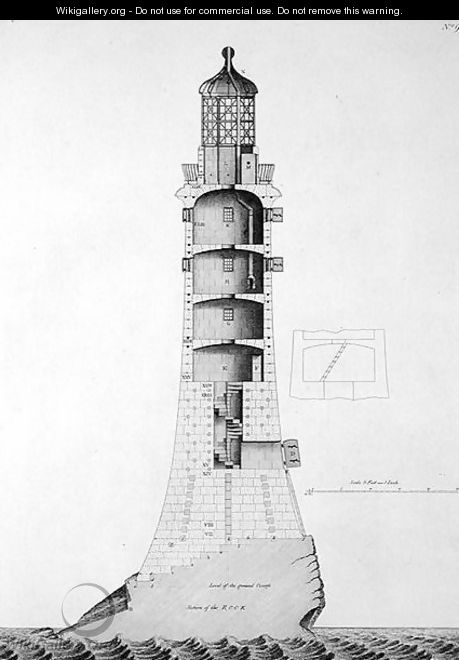 Edystone Lighthouse engraved by Edward Rooker (c.1712-74), 1763 - (after) Winstanley, Henry