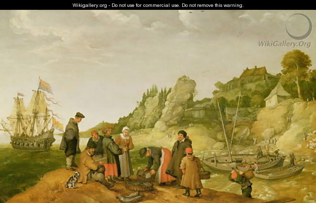 Fisherman unloading and selling their catch on a rocky shoreline - Adam Willaerts